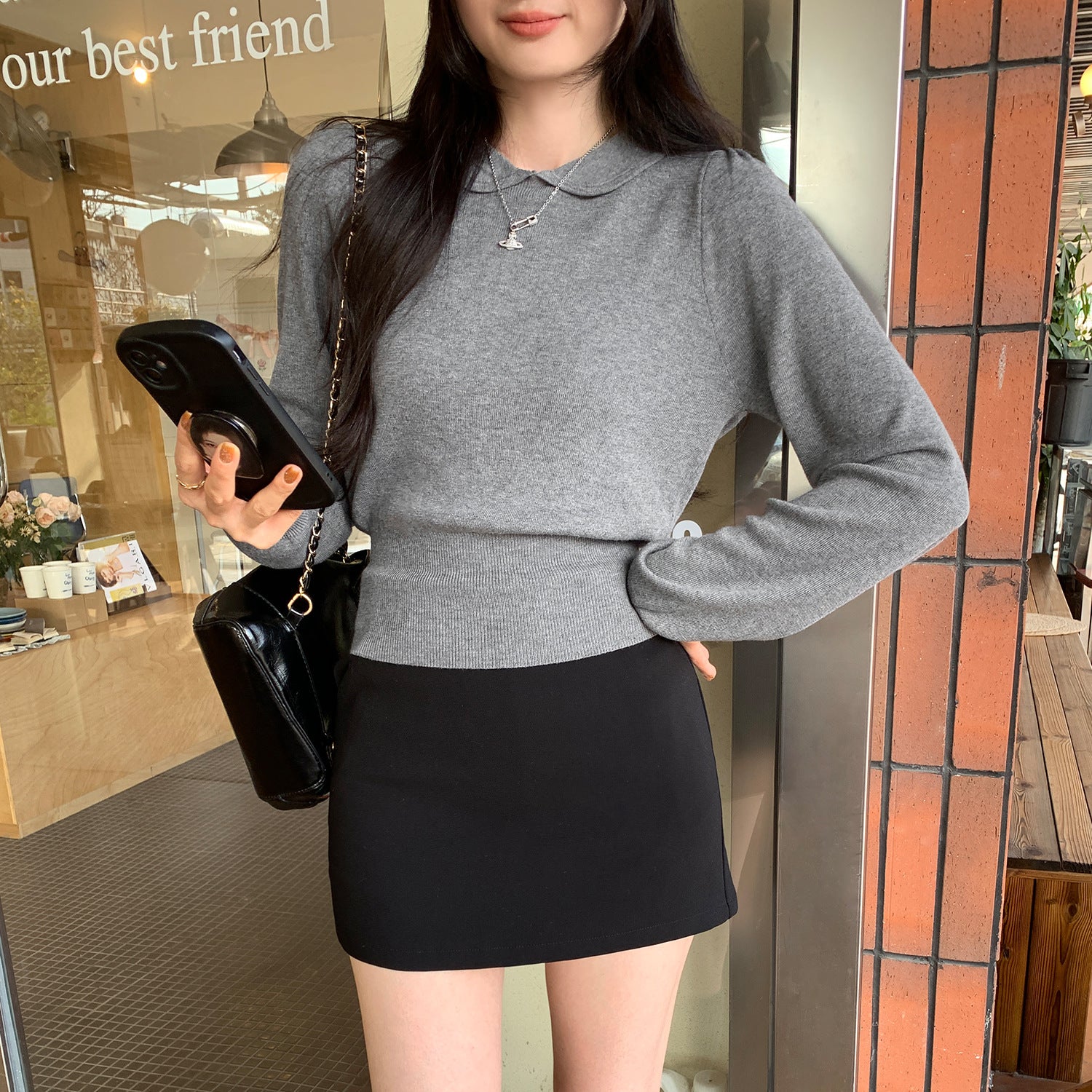 Unique White Peter Pan Collar Knit Bodysuit for Women,Waist-Cinching, Slimming Inner Layer Top